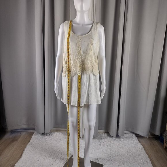 Charlotte Russe Women's Ivory Cream Hombre Color Sleeveless Lace Romper Size XL - Picture 5 of 11